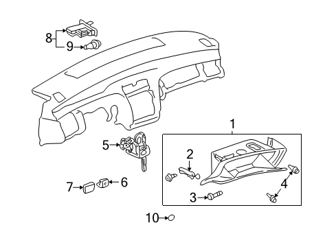 2001 Toyota Avalon Glove Box Glove Box Stopper Diagram for 55054-AC010