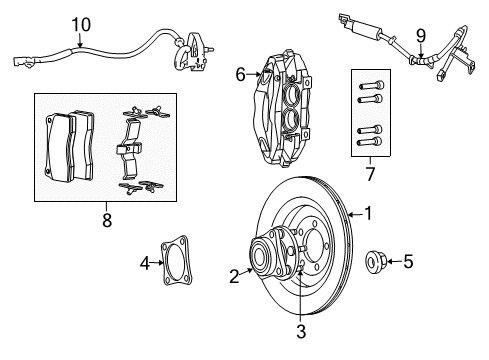 2017 Dodge Viper Front Brakes Brake Rotor Diagram for 68225244AA