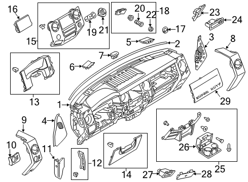 2012 Ford F-350 Super Duty Instrument Panel Cup Holder Diagram for BC3Z-2513562-AC
