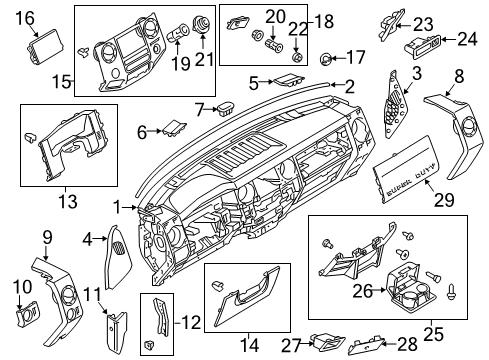 2012 Ford F-350 Super Duty Instrument Panel Trim Bezel Diagram for BC3Z-7804338-AA