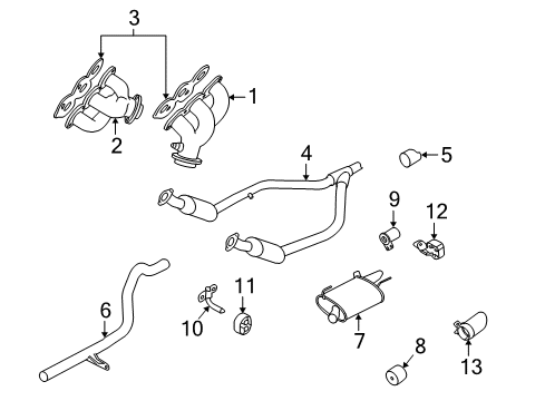 2008 Ford Mustang Exhaust Components, Exhaust Manifold Muffler Diagram for 8R3Z-5230-E