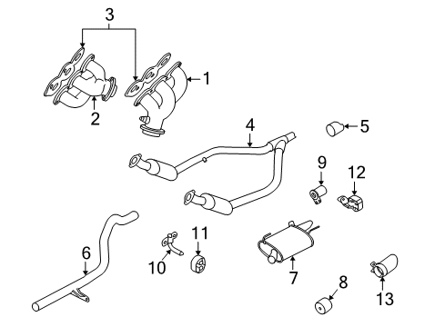 2007 Ford Mustang Exhaust Components, Exhaust Manifold Converter Diagram for 4R3Z-5F250-C