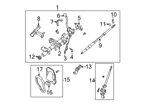 1995 Toyota Tacoma Steering Column, Steering Wheel & Trim Shaft Assy, Steering Intermediate Diagram for 45260-35050