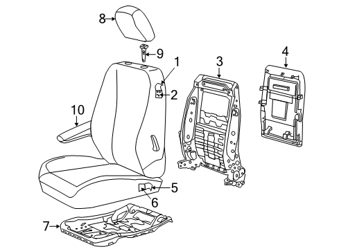 2020 Dodge Grand Caravan Front Seat Components Pad-Seat Cushion Diagram for 68111067AA