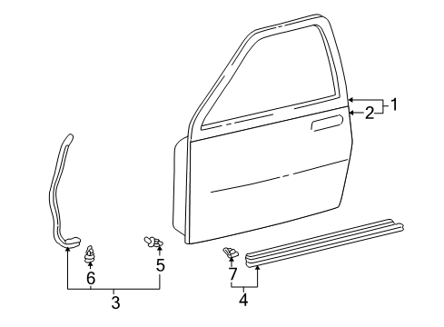 2003 Toyota Tundra Front Door Outer Panel Diagram for 67111-0C010