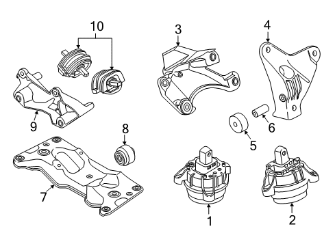 2011 BMW 528i Engine & Trans Mounting Support Bracket Diagram for 22326777611