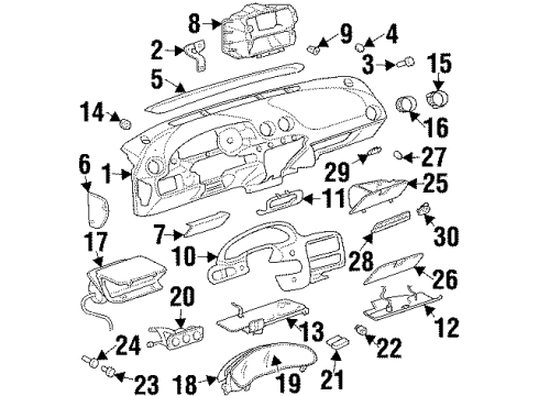 1998 Pontiac Grand Am A/C & Heater Control Units Heater & Air Conditioner Control Assembly Diagram for 16191651