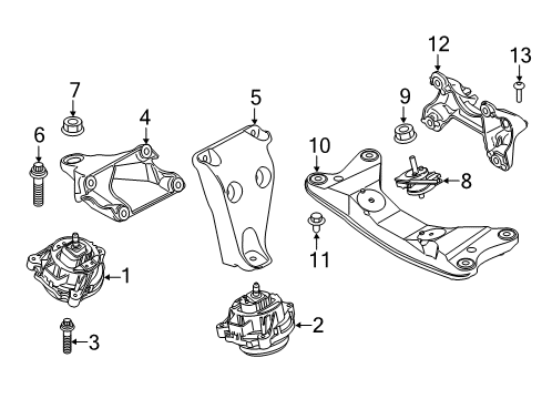 2017 BMW 330e Engine & Trans Mounting Gearbox Supporting Bracket Diagram for 22316862208