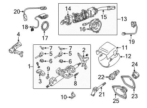 1999 Lexus RX300 Steering Column & Wheel, Steering Gear & Linkage, Shaft & Internal Components, Shroud, Switches & Levers Cover, Steering Column Diagram for 45286-48010-B0