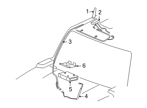 2010 Hummer H3T Antenna & Radio Cable, Radio Antenna Diagram for 15248842