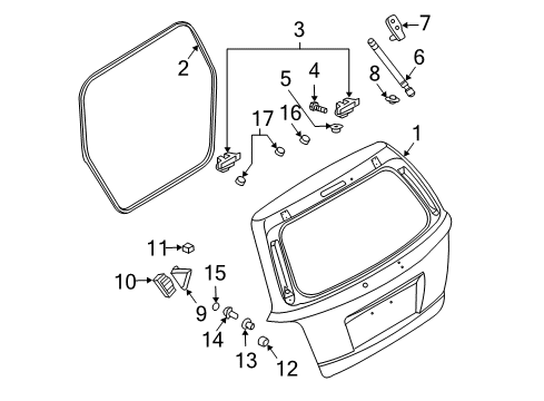 2009 Kia Sorento Tail Gate Tail Gate Latch Assembly Diagram for 812303E001