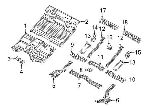 2021 Ram 1500 Floor Reinforce-Floor Pan Diagram for 68306764AA