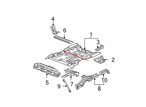 2002 Honda CR-V Rear Body - Floor & Rails Gusset, R. RR. Wheelhouse Diagram for 64336-S9A-000ZZ