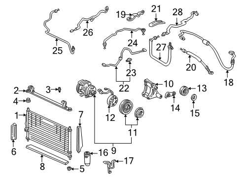 1999 Acura Integra A/C Condenser, Compressor & Lines Pipe A, Receiver Diagram for 80341-ST7-A32