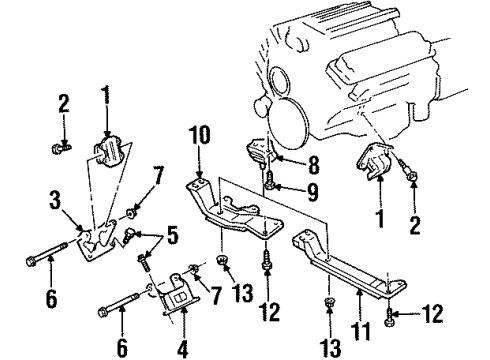 1998 Pontiac Firebird Engine & Trans Mounting Mount Bracket Bolt Diagram for 1638817