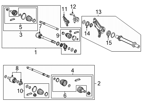 2022 Honda Ridgeline Drive Axles - Front Boot Set, Inboard Diagram for 44017-T6Z-A21