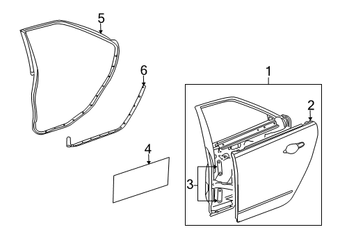 2008 Cadillac CTS Rear Door Door Weatherstrip Diagram for 10369140