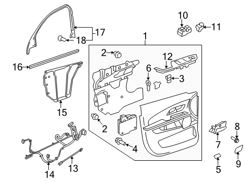 2012 GMC Terrain Interior Trim - Front Door Door Trim Panel Cover Diagram for 20819612