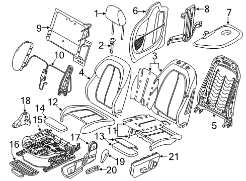 2018 BMW X1 Driver Seat Components Sport Backrest Upholstery Parts, Left Diagram for 52107430807