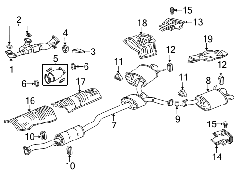 2017 Acura RLX Exhaust Components Muffler, Passenger Side Exhaust Diagram for 18307-TY3-A01