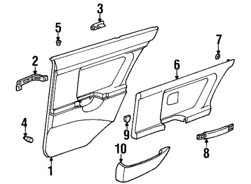 1992 BMW 325i Interior Trim - Rear Door Bar Left Diagram for 51428122261