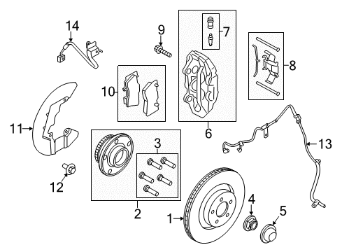 2017 Ford Mustang Brake Components Caliper Retainer Kit Diagram for FR3Z-2068-C