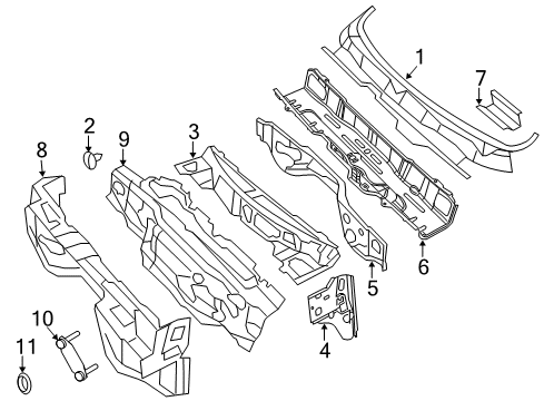 2014 Ram 1500 Cab Cowl SILENCER-Dash Panel Diagram for 68370296AA