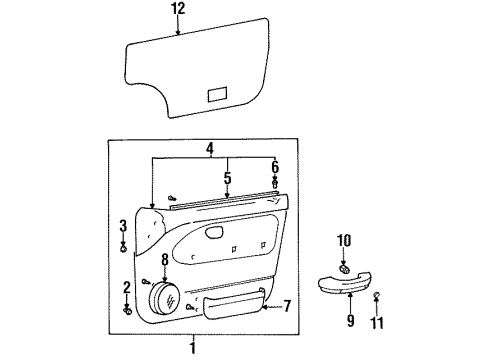 1999 Hyundai Accent Interior Trim - Door Weatherstrip-Front Door Belt Inside LH Diagram for 82231-22200