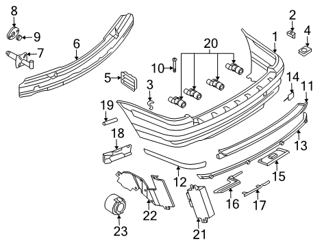 2001 BMW 325xi Rear Bumper Cap Diagram for 51121938266