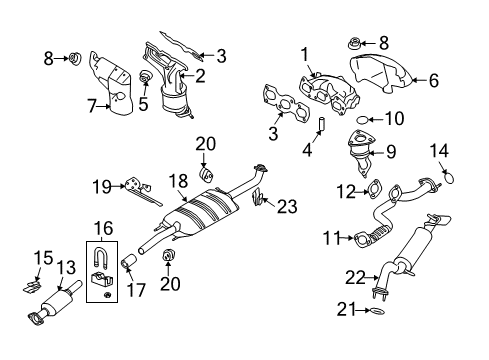 2009 Mercury Mariner Exhaust Components Catalytic Converter Upper Seal Diagram for 7E5Z-5F263-AA