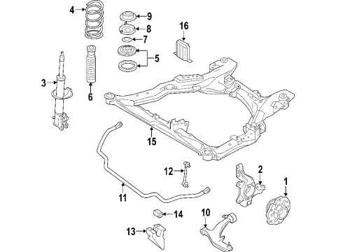 2004 Nissan Quest Front Suspension Components, Lower Control Arm, Stabilizer Bar Link Complete Front Suspension, Lower Lh Diagram for 54501-CK000