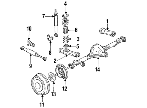 1988 Ford Mustang Rear Suspension Components, Axle Housing, Lower Control Arm, Upper Control Arm, Stabilizer Bar Upper Suspension Arm Diagram for F4ZZ-5500-CA