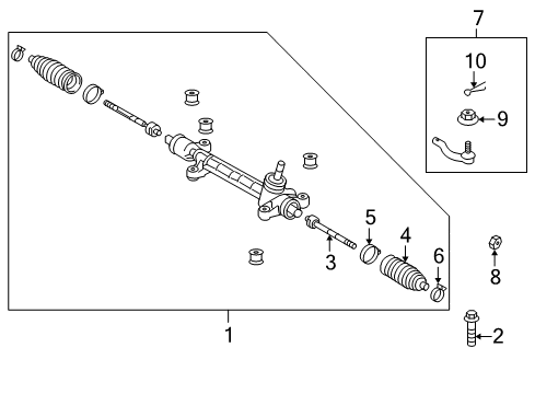 2008 Toyota Prius Steering Column & Wheel, Steering Gear & Linkage Gear Assembly Diagram for 45510-47021