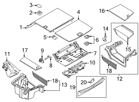 2018 BMW 530e Interior Trim - Rear Body Support Arm, Left Diagram for 51477384923