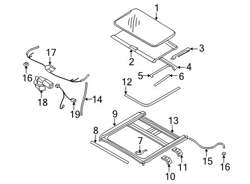 2009 Hyundai Sonata Sunroof Seal-Tape Sunroof Diagram for 816233F000