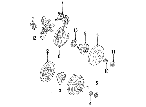 1995 Ford Probe Anti-Lock Brakes Drum Diagram for YS8Z-1V126-AA