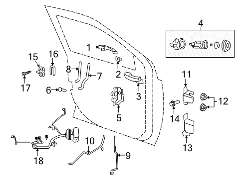 2009 Jeep Compass Front Door - Lock & Hardware Link-Key Cylinder To Latch Diagram for 5115821AA