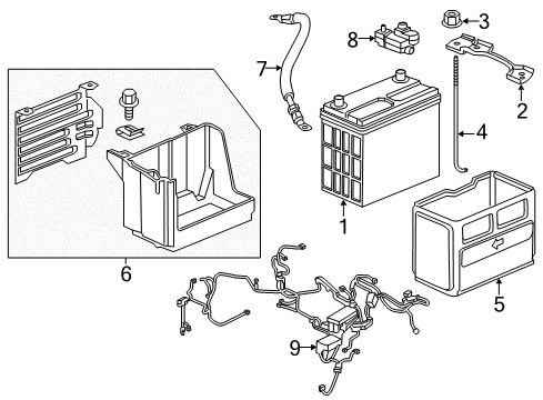 2016 Honda Civic Battery Box, Battery (55B) Diagram for 31521-TBA-A11