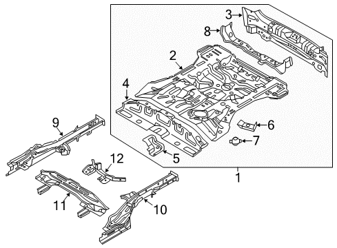 2012 Kia Sportage Rear Body & Floor Panel Complete-Rear Floor Diagram for 655003W270