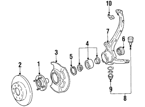 1986 Honda Accord Front Brakes Right Front Caliper Diagram for 06452-SE0-505RM