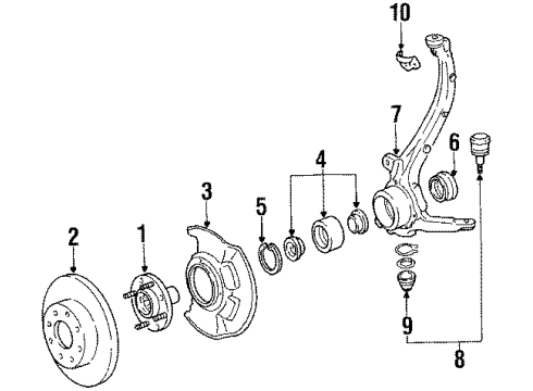 1986 Honda Accord Front Brakes Left Front Caliper Diagram for 06453-SE0-505RM