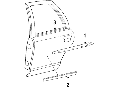 1999 Ford Crown Victoria Exterior Trim - Rear Door Body Side Molding Diagram for 5W7Z-5425556-BPTM