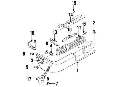 1996 Acura SLX Rear Bumper Fastener, Screw & Grommet (5.8) Diagram for 8-94242-150-0
