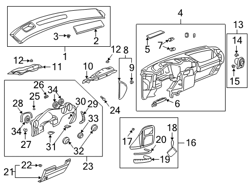 2003 Pontiac Aztek Cluster & Switches, Instrument Panel Panel Asm-Instrument Panel Insulator *Black Diagram for 10429487