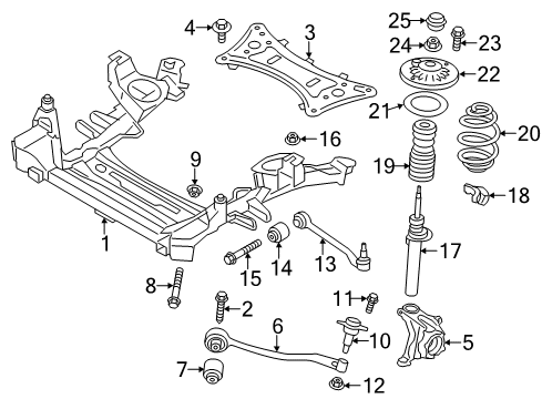 2015 BMW X3 Front Suspension Components, Lower Control Arm, Ride Control, Stabilizer Bar Hexagon Nut With Collar Diagram for 33326760368