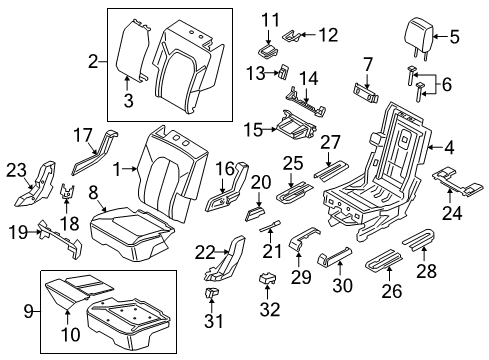 2019 Ford Expedition Second Row Seats Inner Cover Diagram for JL1Z-7862186-AH