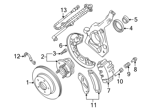 2003 Ford Explorer Sport Front Brakes Splash Shield Diagram for 3L2Z-1214-BA