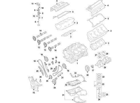 2017 Jeep Grand Cherokee Engine Parts, Mounts, Cylinder Head & Valves, Camshaft & Timing, Oil Pan, Oil Pump, Crankshaft & Bearings, Pistons, Rings & Bearings, Variable Valve Timing Engine Exhaust Camshaft Diagram for 68147409AA