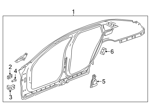 2020 Cadillac CT6 Uniside Fender Mounting Bracket Stud Diagram for 11546482