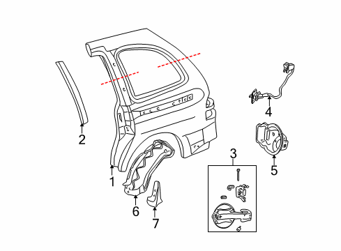2004 Ford Freestar Side Panel & Components Splash Shield Diagram for 3F2Z-1728371-BA